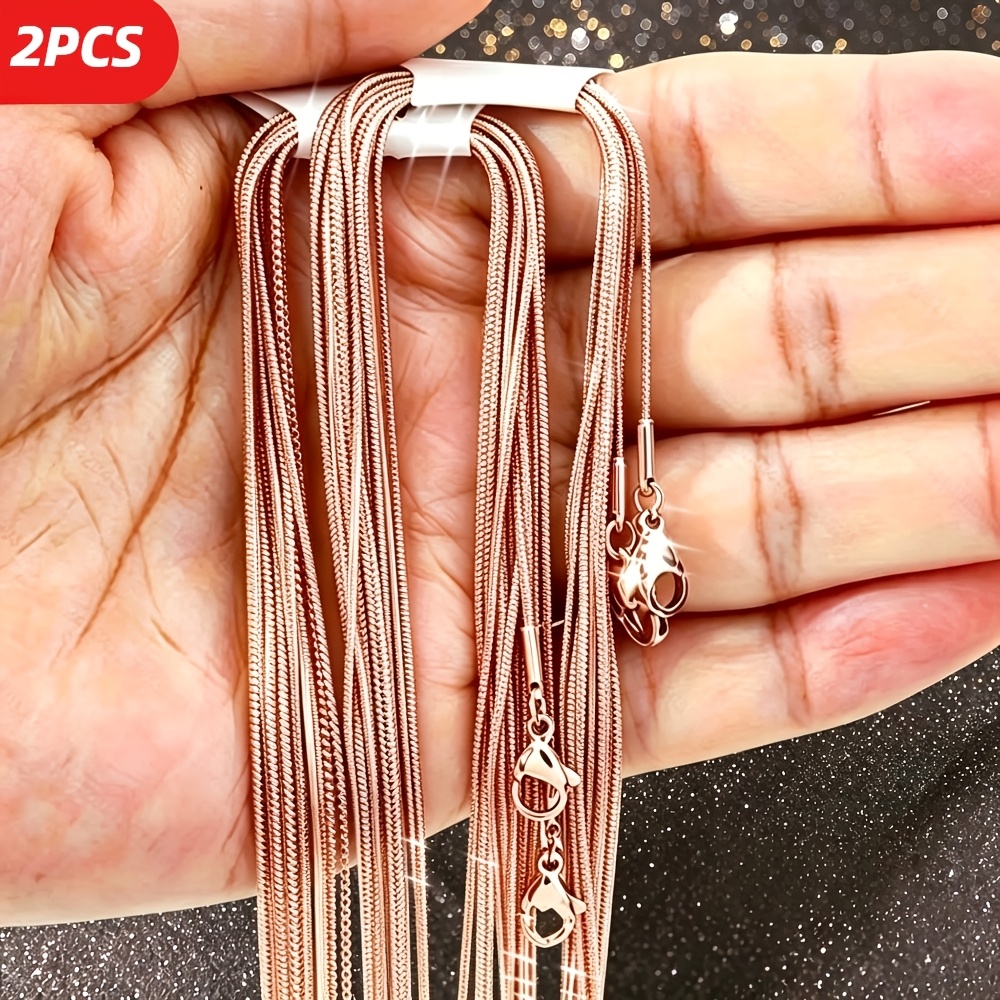 2pcs Rose Golden Snake Bone Clavicle Chain Necklace Set